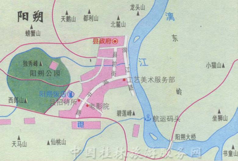 陽朔の町の地図